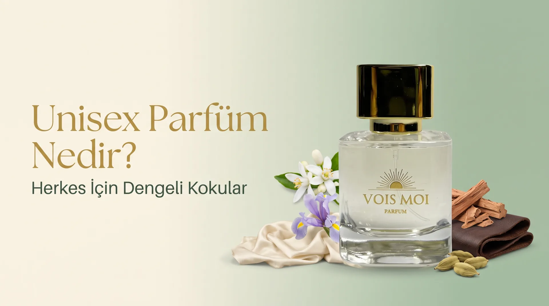 Vois Moi parfüm şişesi; portakal çiçeği, iris, ipek kumaş, sandal ağacı, deri ve kakule ile