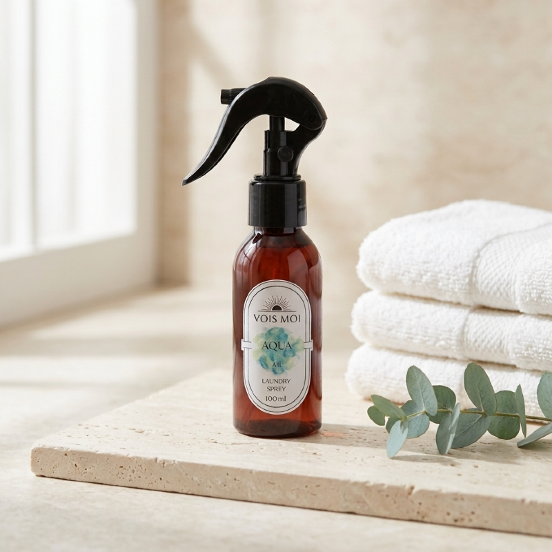 Aqua oda ve çamaşır spreyi 100 ml - havlularla banyo ortamında